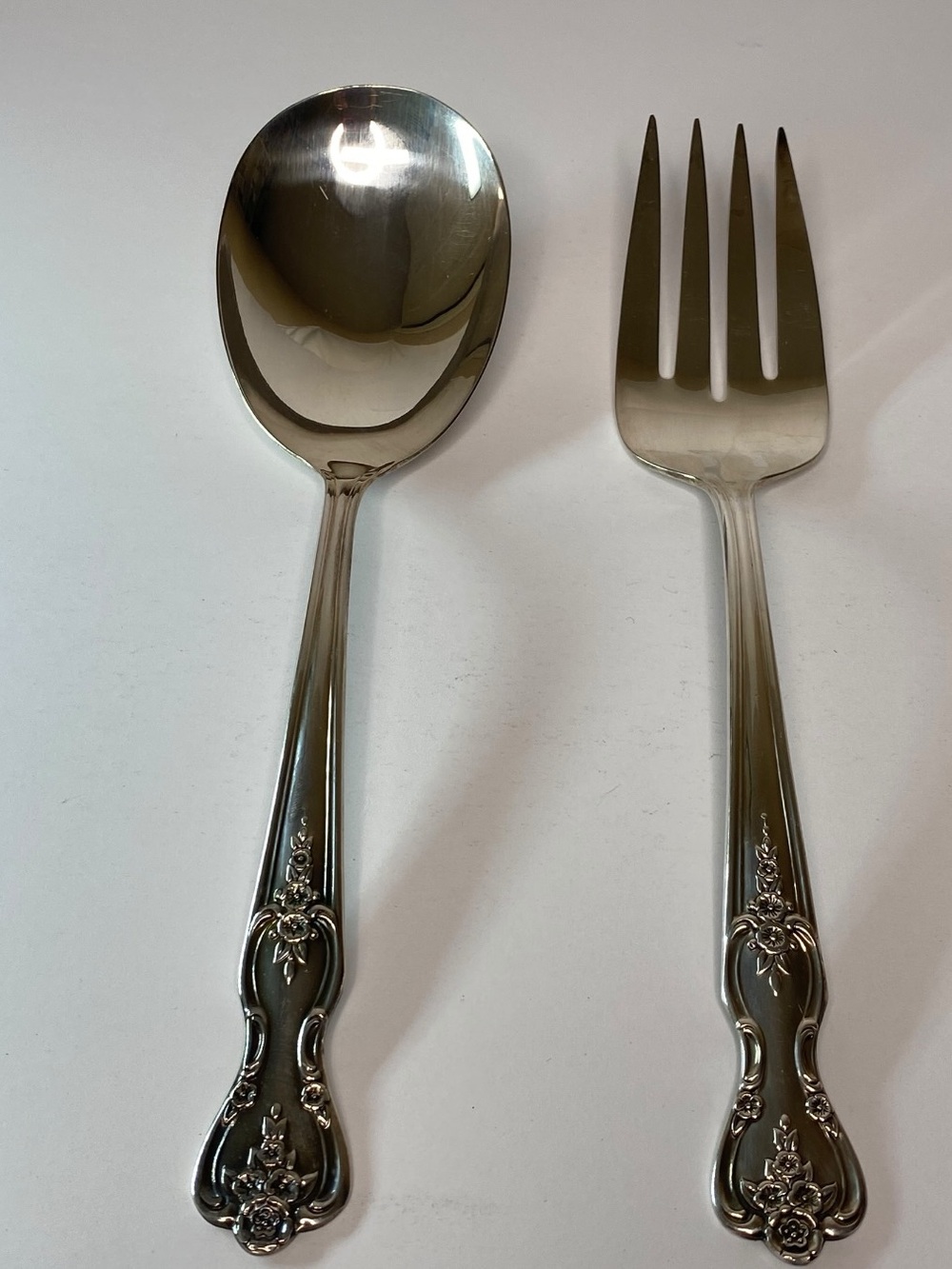 Wm Rogers Jubilee 1953 Silverplate Salad Serving Spoon Fork Set⁠